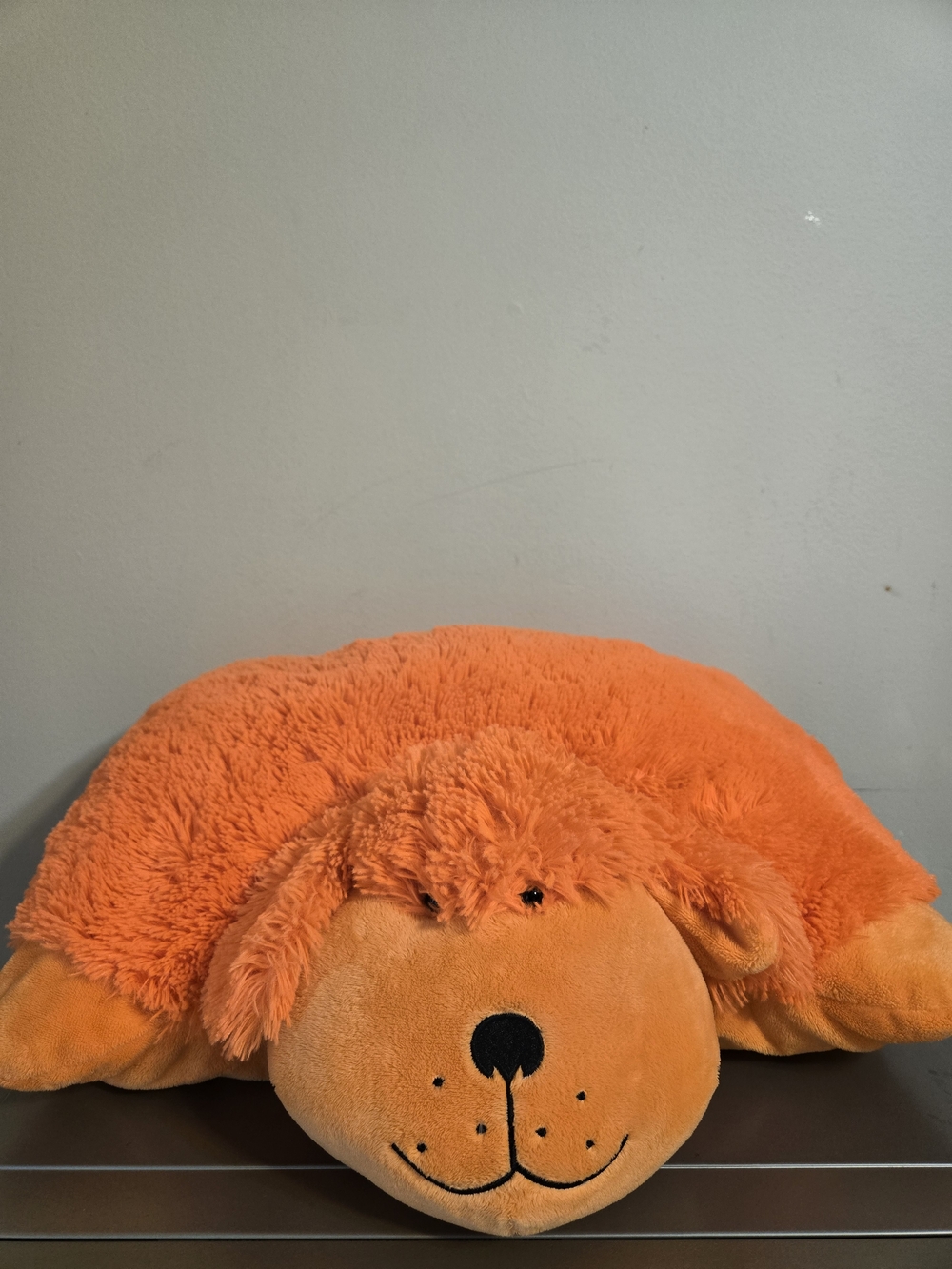 Vintage 2012 Pillow Pets Neonz Neon Orange Shaggy Dog 18" Plush Toy